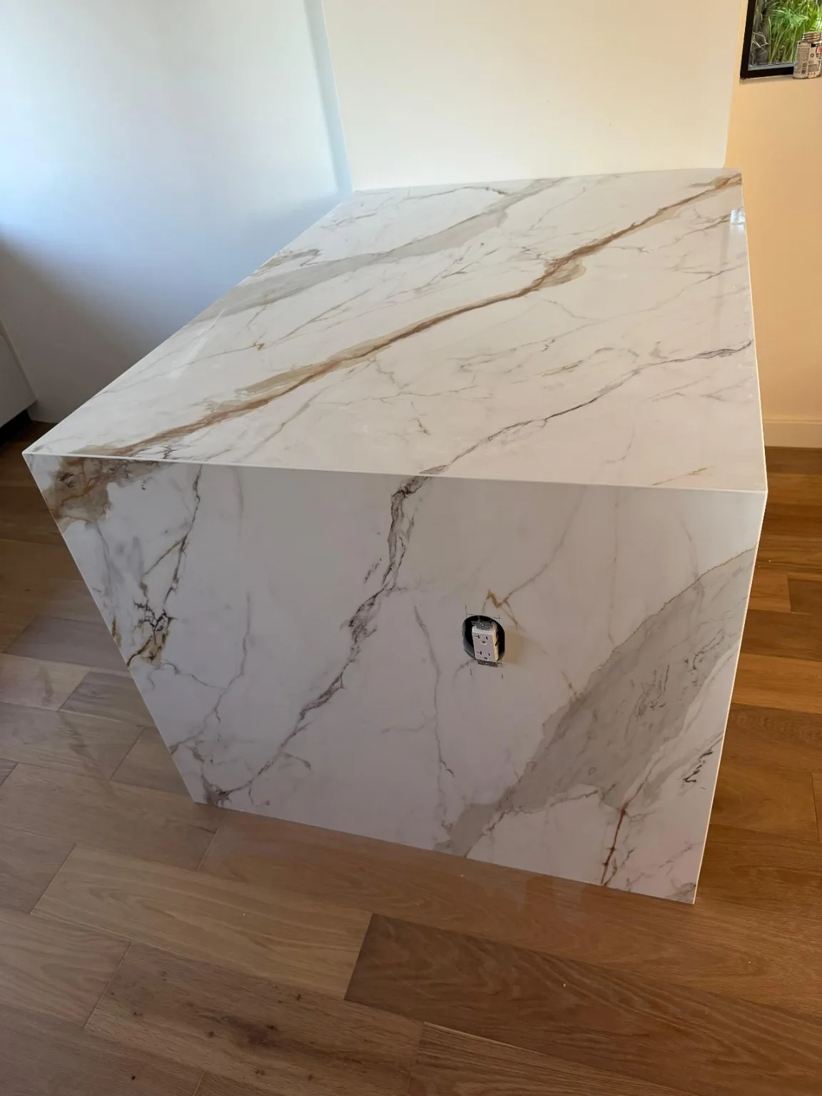 Waterfall countertop installation detail