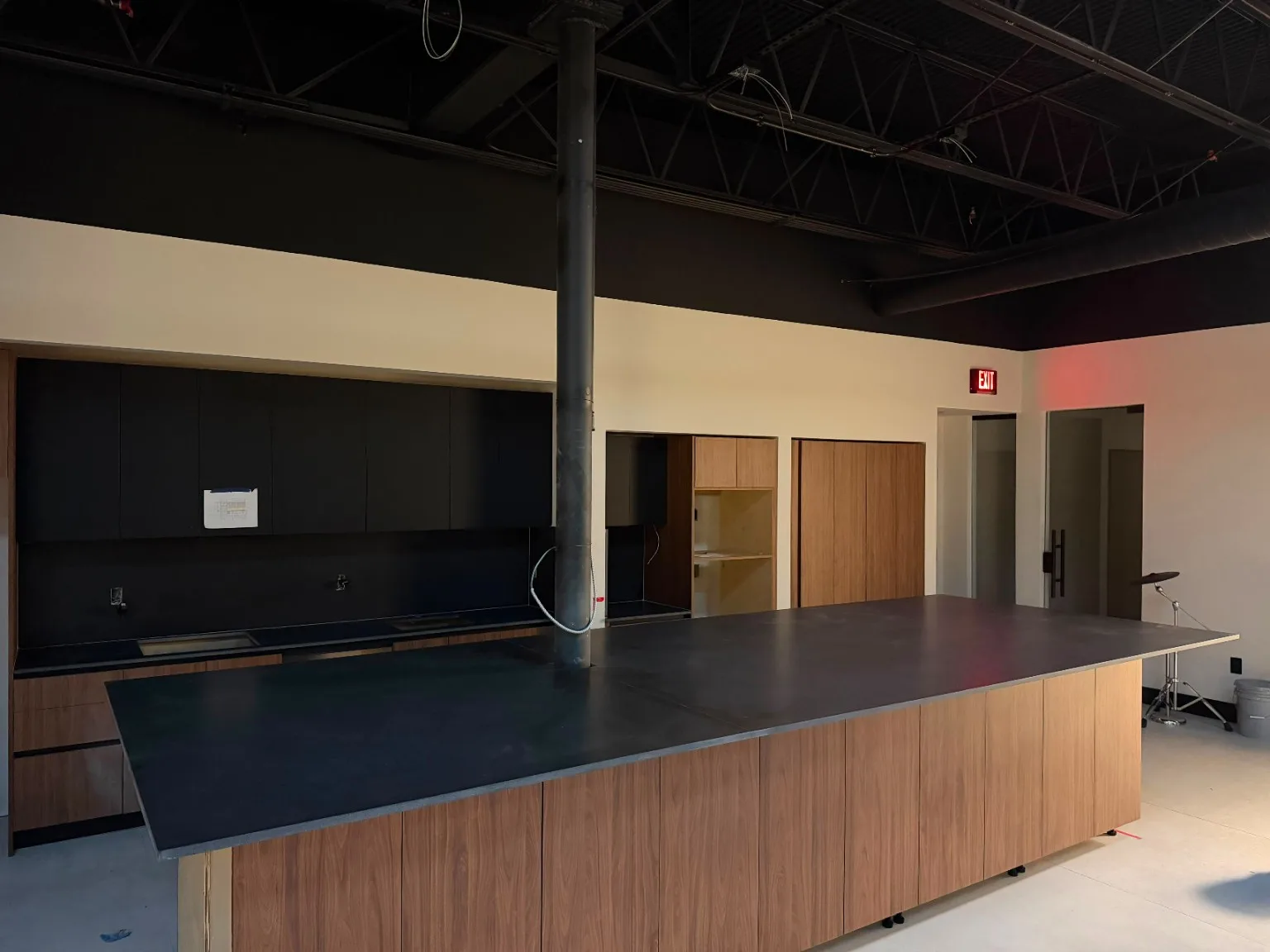 Custom commercial cabinetry with stone countertop