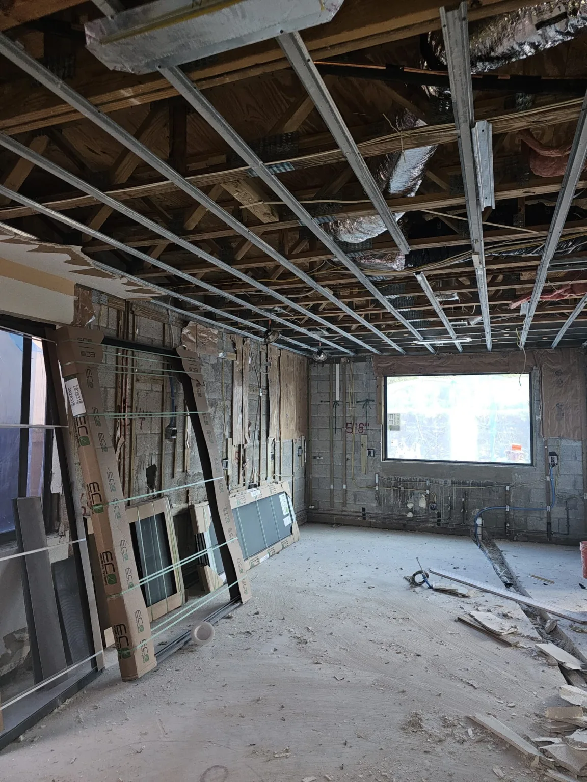 Interior construction and repair work during a property renovation in Miami